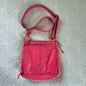 Pink Leather Crossbody Bag